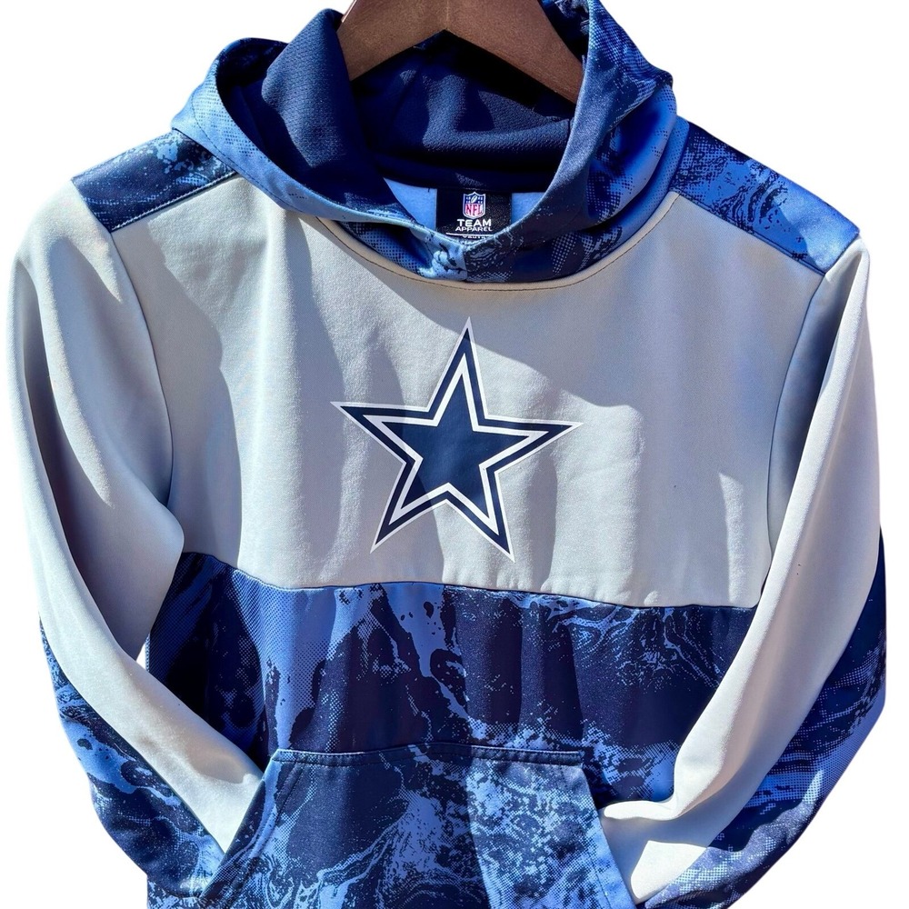 NFL Dallas Cowboys Hoodie Kids Youth Blue Grey Marble Star Pullover Large 10/12